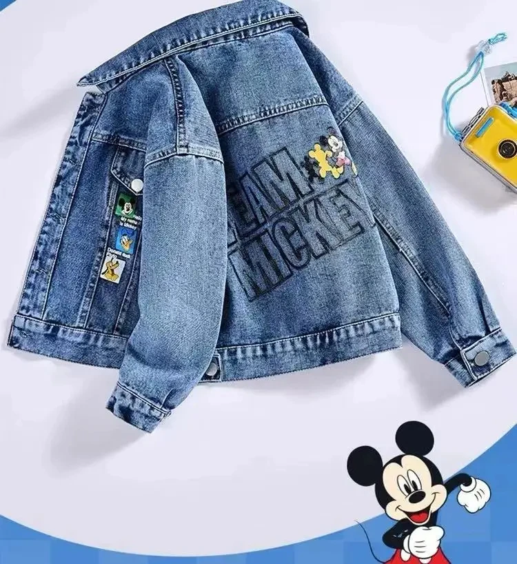 2024 New Cartoon Mickey Mouse Denim Jacket For Children Coat Spring Autumn Boys Girls Outerwear Kids Fashion Casual Jackets Tops