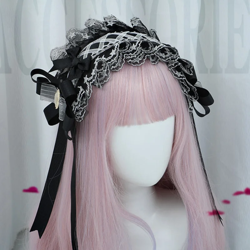 

Black Lace Headband Anime Cosplay Bow Headwear Lolita Costume Hair Accessories Japanese Style Cos Props Halloween Headdress