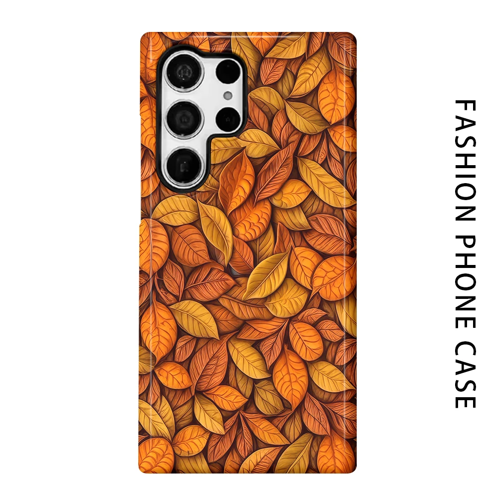 Golden Leaf Phone Case for For Samsung Galaxy S26 S25 S24 S23 S20 FE A56 A36 Ultra Glossy HD Hard Cover Film Shell