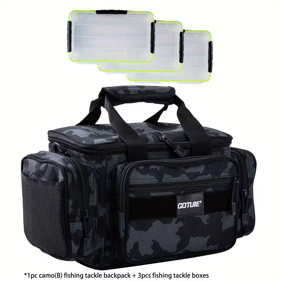 Waterproof fishing bag With 3 3600 Tackle Box Set 38*23*19cm 600D Oxford cloth Fishing Tackle Storage Shoulder Bag