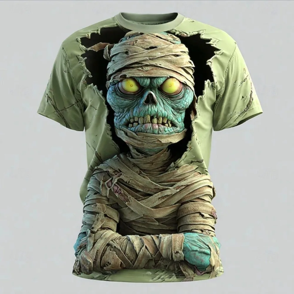 Fun Skull Zombie Horror Patte 3DPatte Sport Quickdry Breatha Herren-T-Shirt Outdoor Street Cosplay Eltern-Kind-Kleidung Sommer