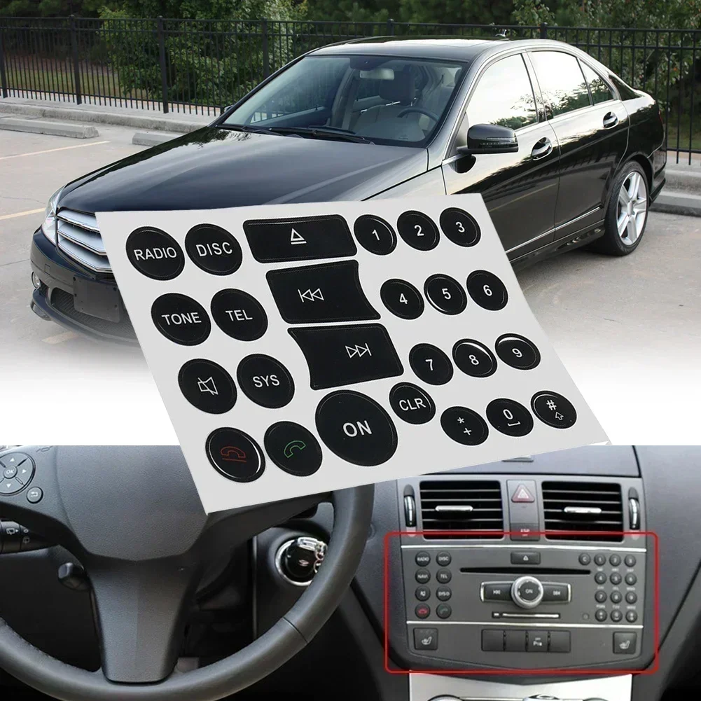 

Ремонтная наклейка на кнопку радио для автомобиля Mercedes-Benz C, E, GLK, W Class 2007-2014, аксессуары для украшения салона автомобиля