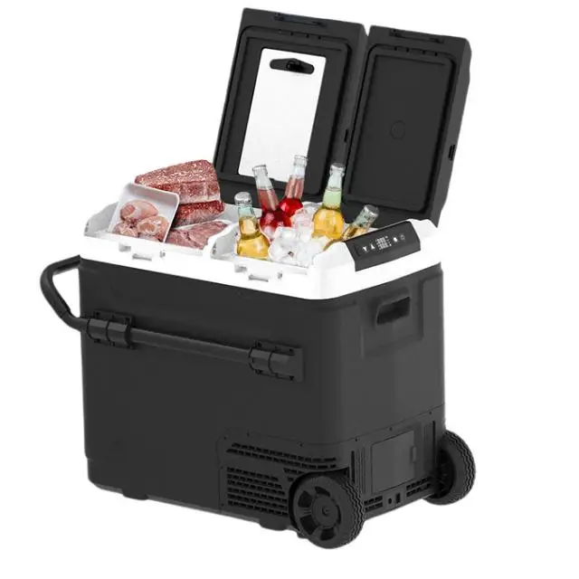 

Portable 12V 24V 110V Double Temperature Freeze Refrigerate Fridge with Lithium Battery for Outdoor Camping Car Truck