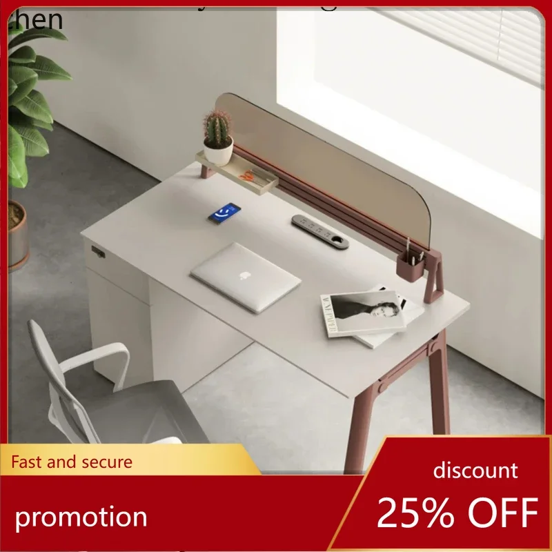 A2-26  Office Desk Company Staff Table Simple Modern Single Screen Station Office Furniture with Side Cabinet