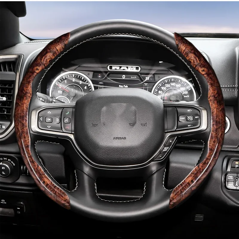 Suitable for Dodge Wood Steering Wheel Cover Challenger Journey Charger Caliber Durango Ram 1500 Grand Caravan Dart Dakota Nitro