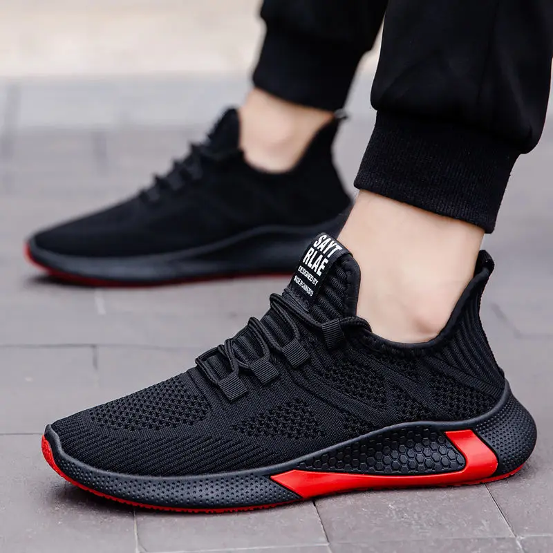 Men Sneakers Mesh Breathable Casual Shoes Black White Platform Shoes Fashion Sneakers Luxury Men's Tennis Shoes Size 39-44