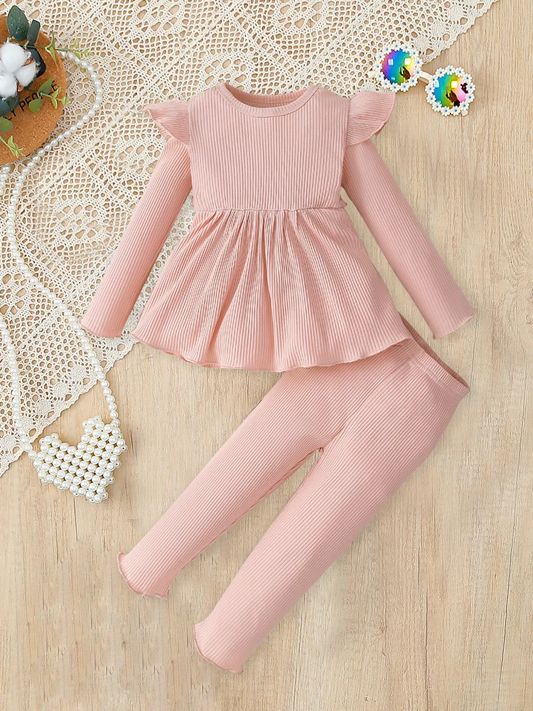 

2 шт./комплект, футболки с длинным рукавом, расклешенные брюки