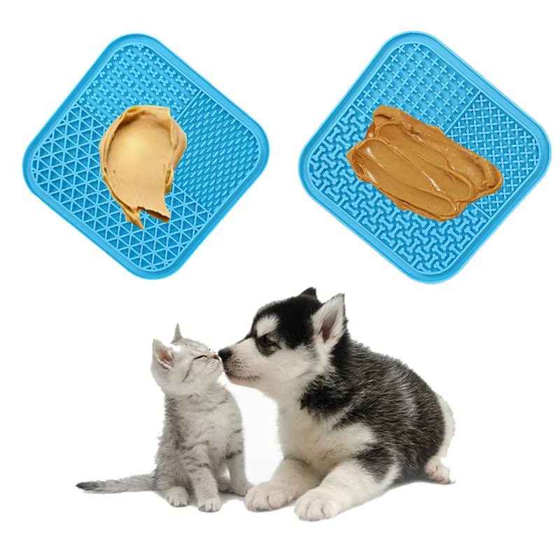 

Silicone Dog Lick Pad Mat Pet Feeder Square Round Sucker Slow Food Pad Distraction Silicone Lick Pad Slow Food Tray Pet Supply