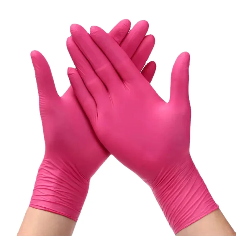 Pink Nitrile Disposable Gloves 20/50PCS Powder & Latex Free Gloves for Kitchen Cooking Household Beauty Petcare Hair Dye Gloves