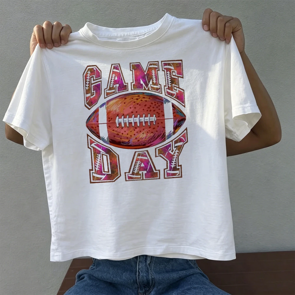 Game Day Varsity Text The United States Football Graphic Men Sports Fan Summer T Shirt Retro College Style Cotton Shirt
