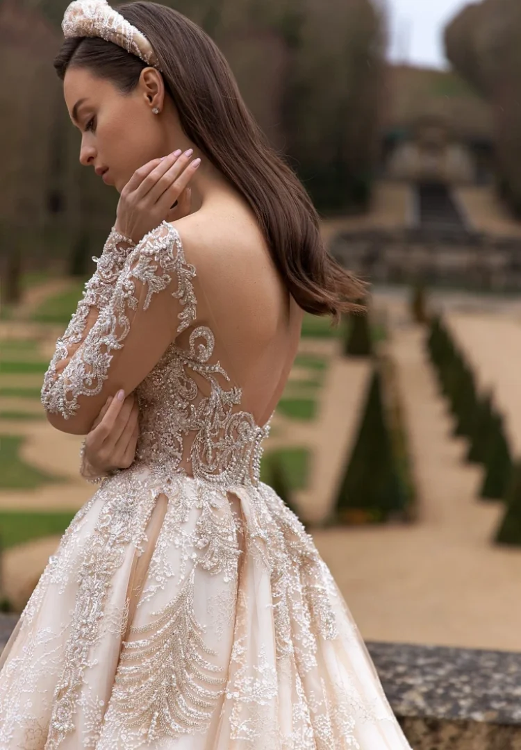 Vestido De Novia Manga Larga Elegante Encaje Abito da ballo Abito da sposa Robe Mariee 2024 Luxe Vintage Para Boda Por La Iglesia