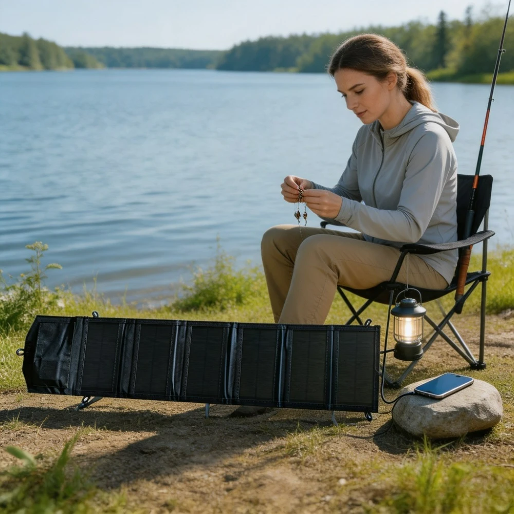 Foldable Portable Solar Panel Charger 25W 100W Waterproof Dual USB Solar Power Supply for Outdoor Camping Hiking Backpacking