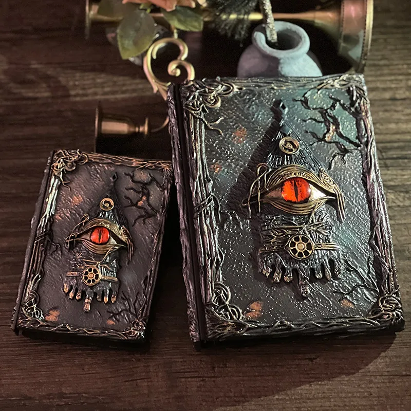 Vintage Dark Gothic Refillable Loose Leaf Journal Embossed All Seeing Eye Cover For Daily Writing Back To School Birthday Gift