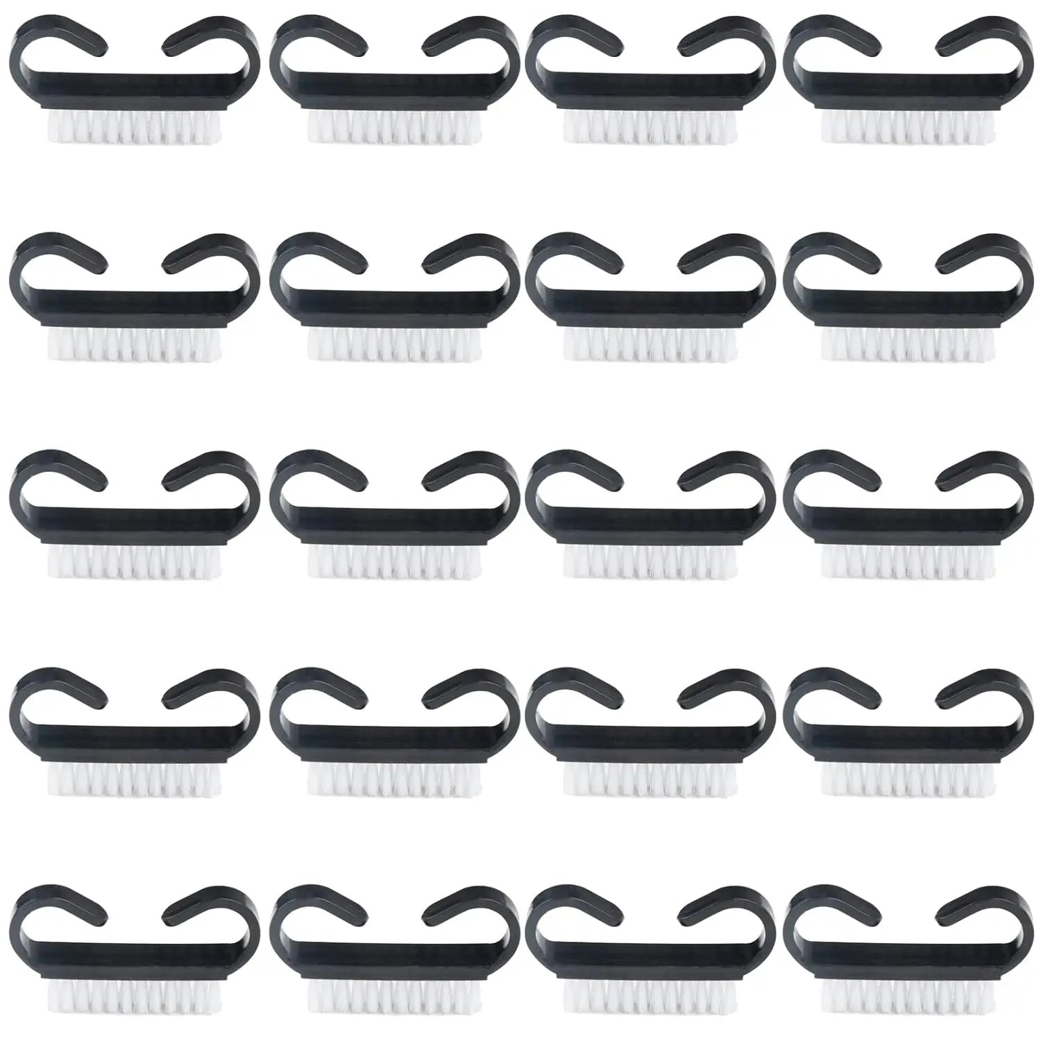 

20 Pcs Nail Cleaning Brushes - Plastic with Black Handle, Portable Manicure Tools