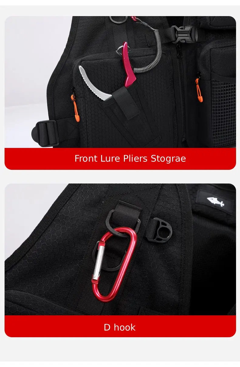 Taktische Angelweste Angelbrusttasche Outdoor-Wandern Radfahren Trekking Rucksack Angelausrüstung Köder-Angelwerkzeug Westentasche – Detail 11