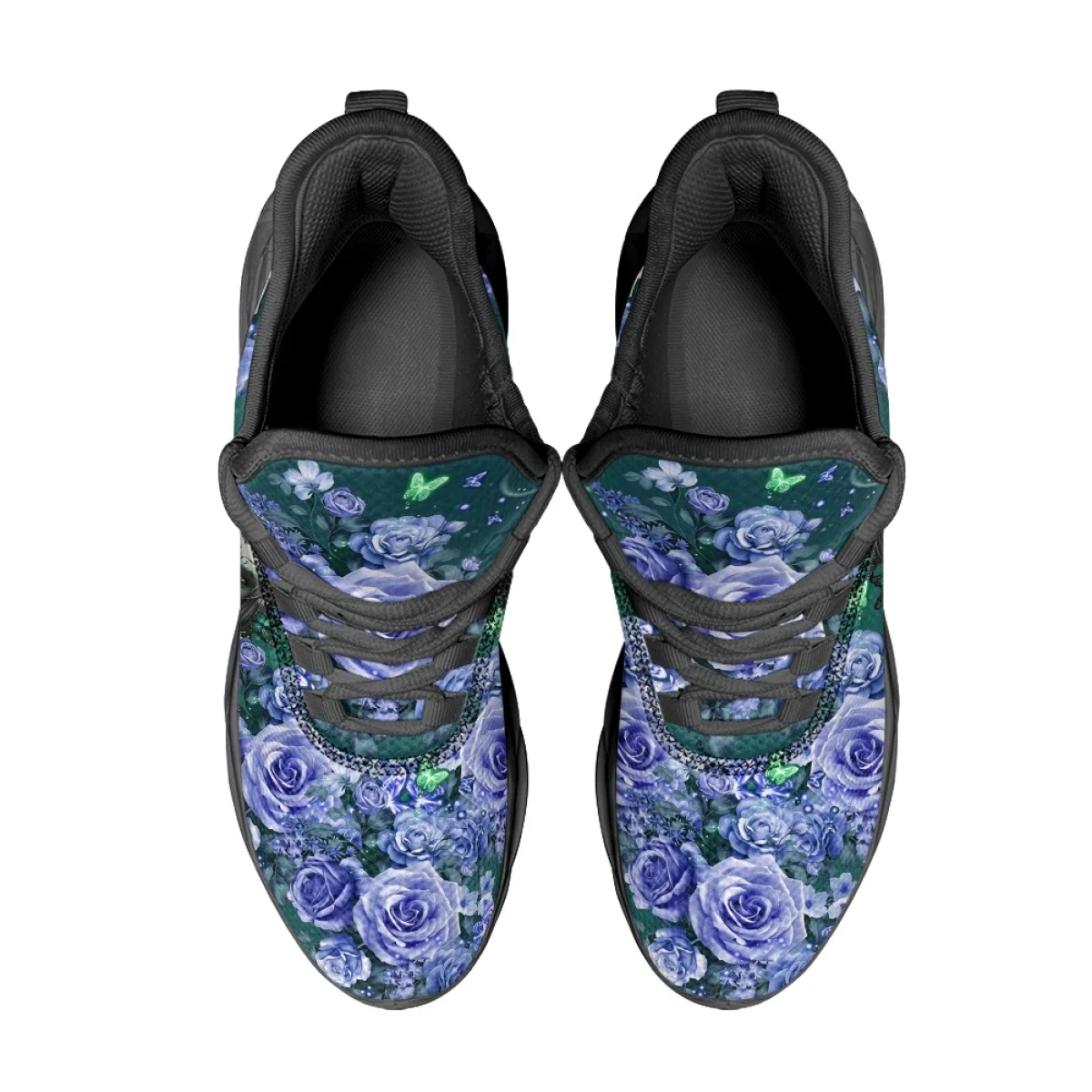 Gothic Girl Purple Rose Design Light Soft Flats For Women Comfortable Mesh Sneakers Lace-up Running Shoes Halloween Gift 2023