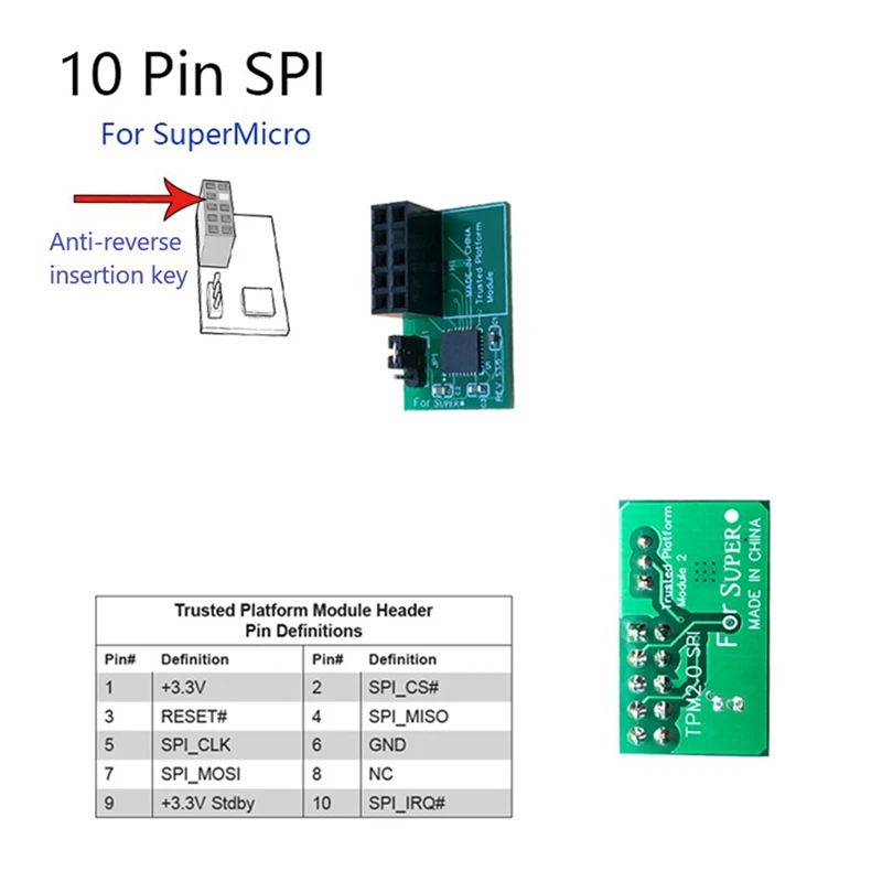 TPM 2.0 Encryption Security Module Remote Card Supports Version 2.0 10 Pin SPI Tpm 2.0 Security Module For Supermicro