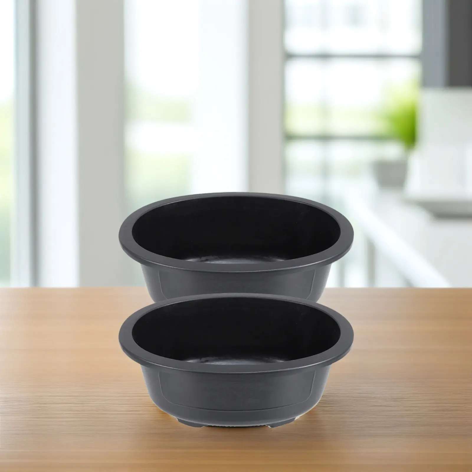 

2Pcs Plastic Oval Bonsai Flowerpot Large-Capacity Garden Planting Container Home Office Decorative Planter Bonsai Planter