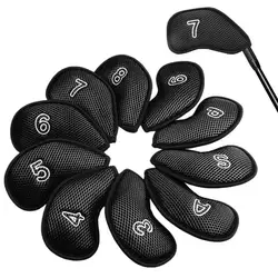 Universal 10pcs/set Golf Club Head Cover Nylon Mesh Golf Iron Cover Golf Iron Head Protection Sleeve Wedge Cover Golf Accessory