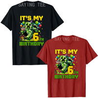 Funny Birthday Boy It's My 6th Birthday Video Game Pixel T-Shirt Level 6 Unclocked Awesome Saying Tee 6 Years Old Y2k Clothes