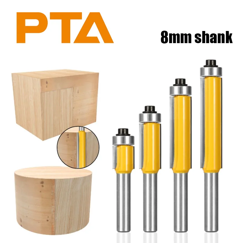 1PC‌/3PCS/4PCS 8mm Shank Router Bits - 12.7mm Double Flush Trim Bearing for Woodworking, Smooth Edge Trimming & Groove Cutting‌