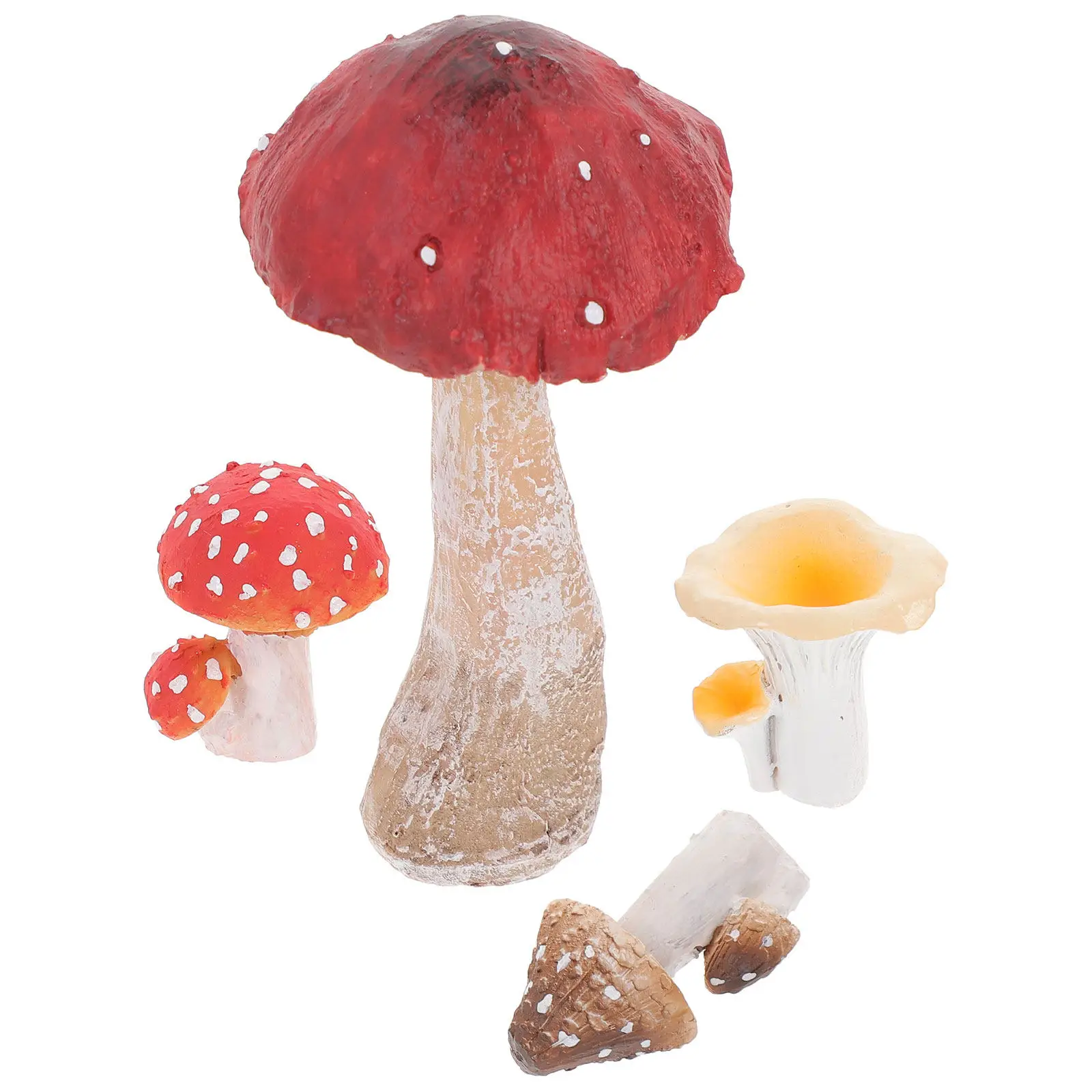 

4Pcs Resin Mushroom Sculptures Miniature Garden Decor Micro Landscape Small Resin Mushroom Decoration for Indoor Outdoor