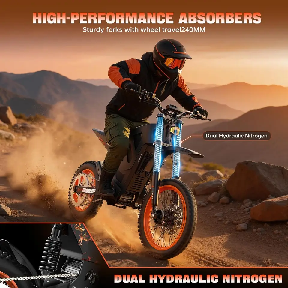 Electric Dirt Bike for Teens Adults Age 13+, 3000W Peak Ebike, 36 Mph Speed, Equipped with 48V 20.8AH Battery,14"/12" Off-Road T image 5