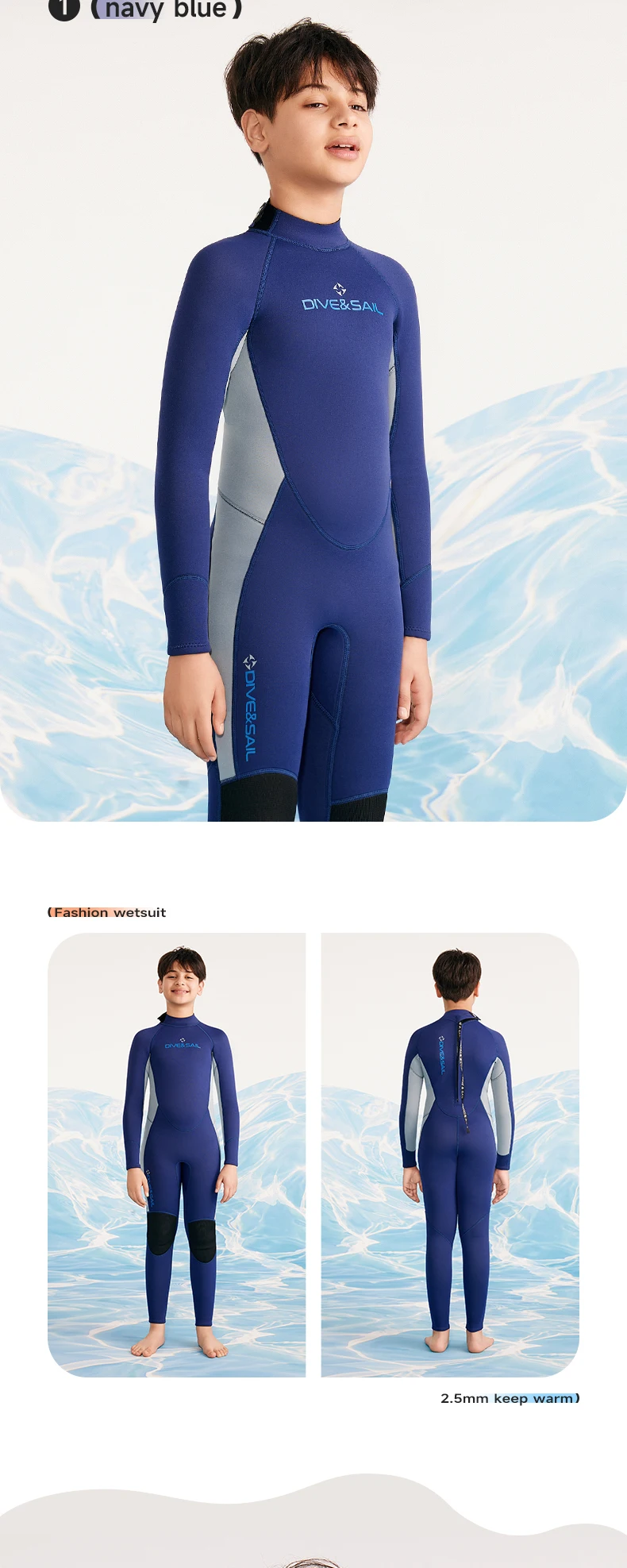 Teenager Jungen Mädchen Neoprenanzüge 2,5 mm Neopren-Tauchanzüge hält warm, einteilige Badeanzüge, Strandkleidung zum Schwimmen, Surfen, Tauchen – Detail 9