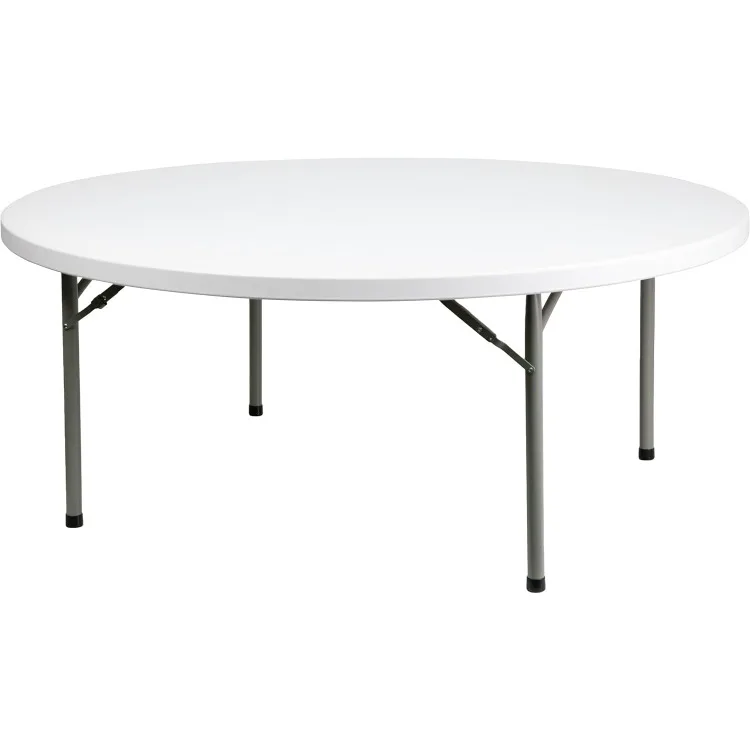 Elon 6' Round All-Occasion Plastic Folding Event Table, Foldable Portable Banquet Table for Indoor/Outdoor Events, White