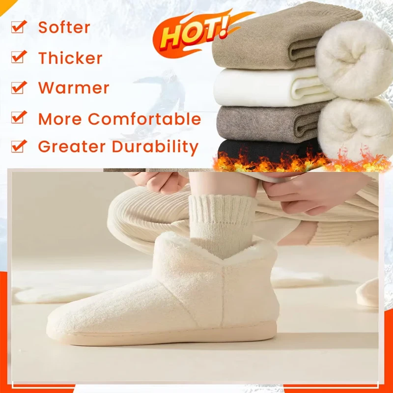New Autumn Winter Thick Warm Women's Fleece Plush Socks 5/3/1pairs Simple Casual Solid Color Long Thermal Fashion Women's Socks