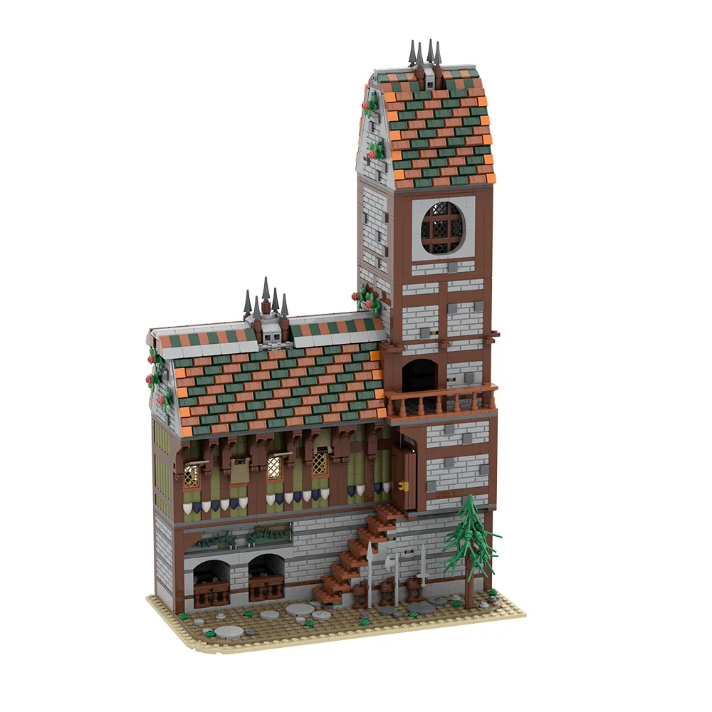 MOC-modelo de taberna de fantasía, bloques de construcción, arquitectura de taberna Medieval, juguete, Idea de regalo para adultos