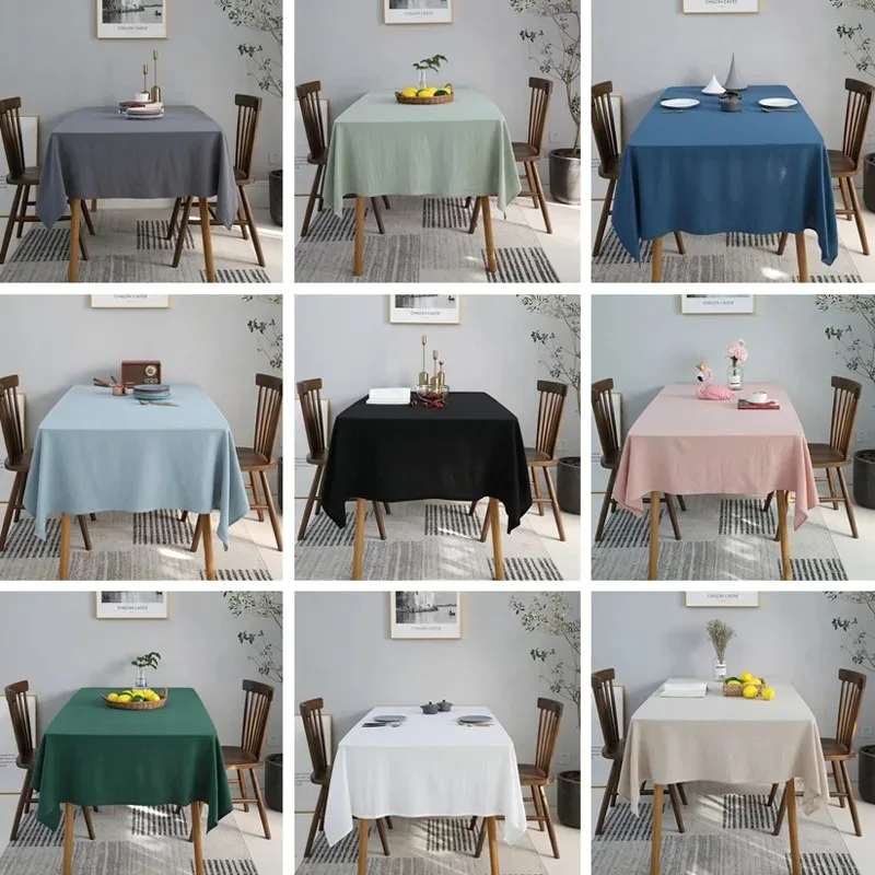 

Nordic Minimalist Solid Color Tablecloth Linen Cotton Table Cover Rectangular Plain Desk Cloth for Kitchen Dining Room Decor