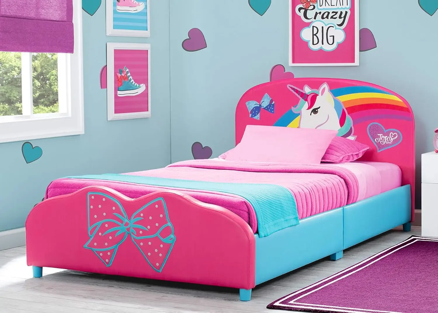 Cama de solteiro estofada infantil,