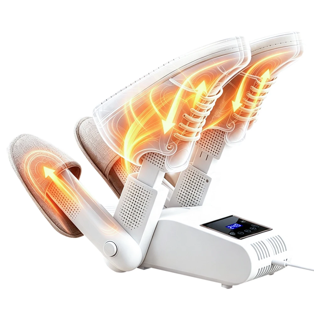 Faltbarer Schuhtrockner und Stiefelwärmer mit 4 Röhren, 8 Timer, 2 Geschwindigkeiten, PTC-Heizung, UV-Licht, LED-Touchscreen für Arbeitsstiefel, Handschuhe, Turnschuhe und Socken – Detail 14