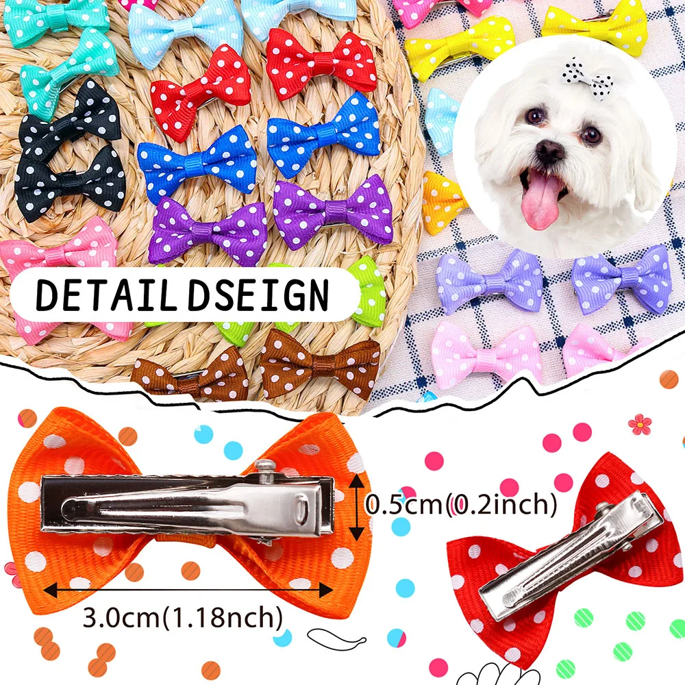 40 Stuks Bulk Hond Bows Haaraccessoires Huisdieren Grooming Haarspeldjes Dot Hond Kat Bows Haarspeld Meisjes Barrette voor kleine Honden Levert