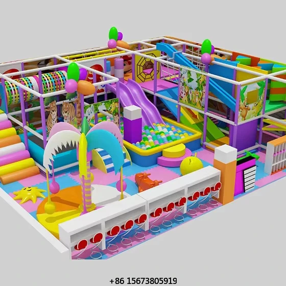 300 square Meter Indoor Commercial Amusement Park with Trampolines Galvanized Steel Tube Climbing Wall Children's Park Resort