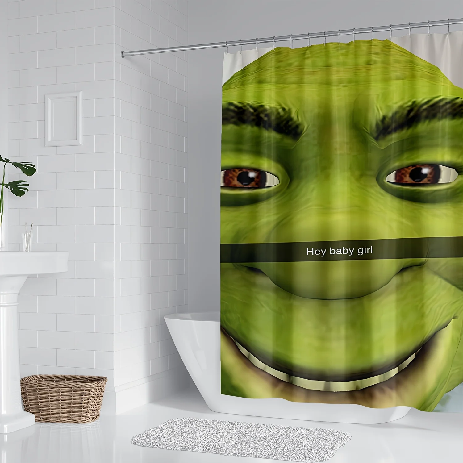 ستارة حمام قطعة واحدة - ضفدع أخضر مع تصميم نص "مرحبًا للفتيات الصغيرات" مقاوم للماء #3