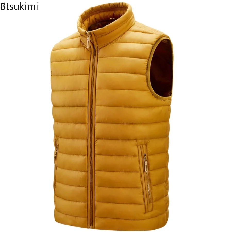 Autumn and Winter Casual Vest Men's Slim Fit Stand Collar Stock Zipper Digging Bag Pork Rib Jacket Lightweight Cotton Jackets