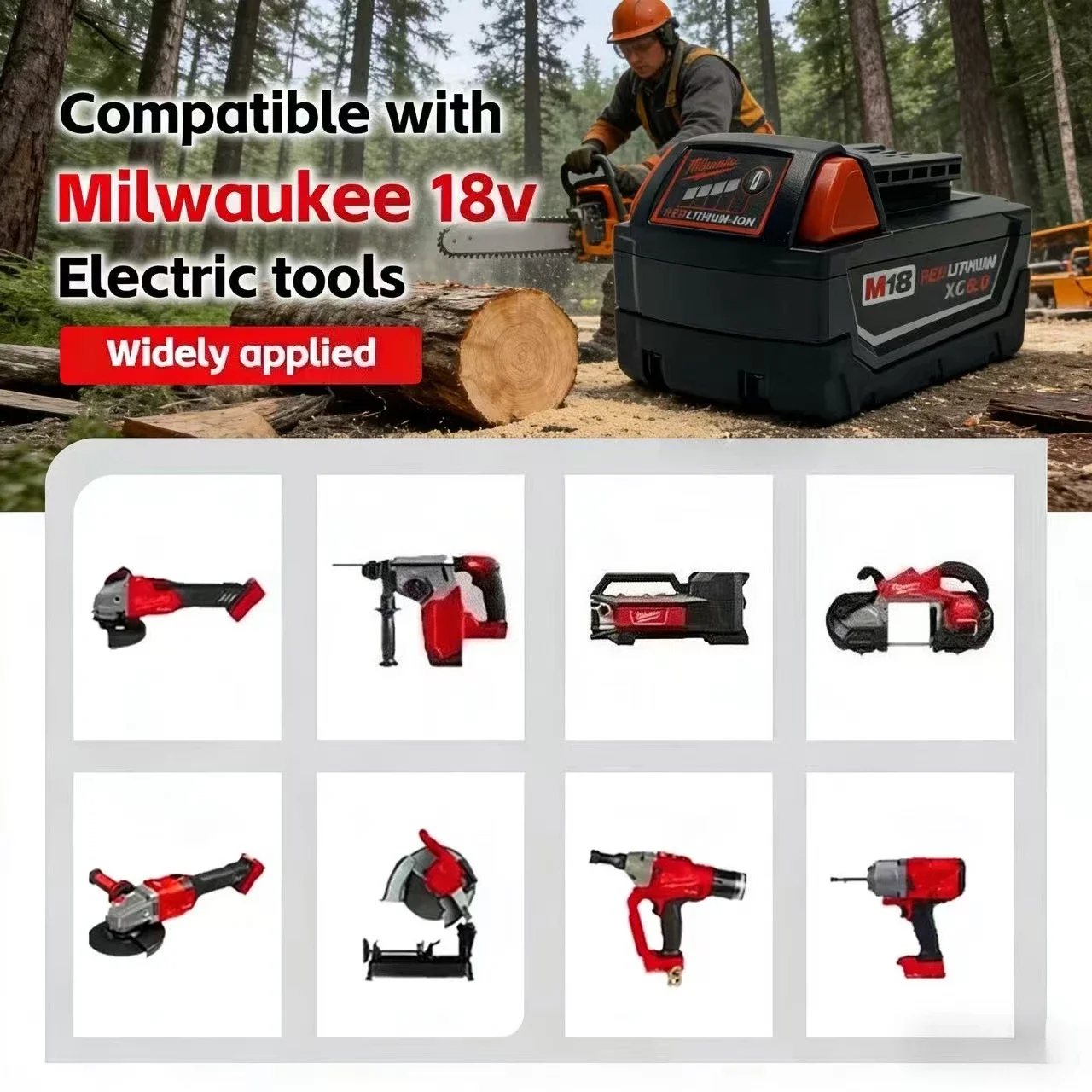 

100% Genuine Milwaukee Battery, M18 Battery, M18B6 5.0Ah 6.0Ah Milwaukee 48-11-1860 48-11-1850 1840 For Tool Lithium Battery