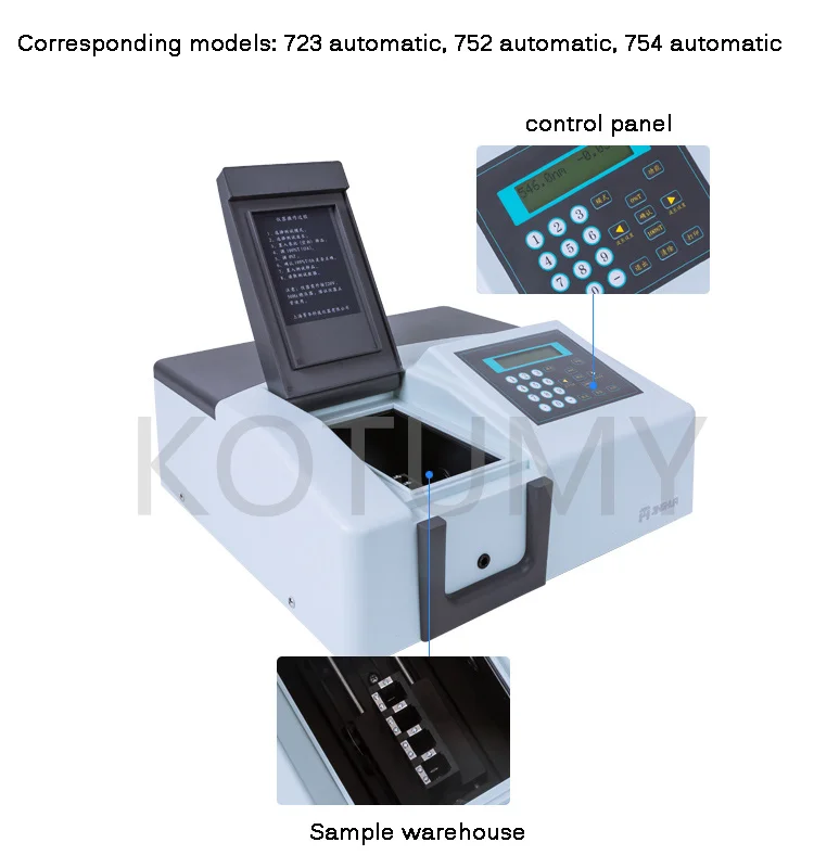 721/722/752/722S/7230G UV-Vis Spectrophotometer 752 Digital Portable Photometer Test Tungsten Lamp Lab