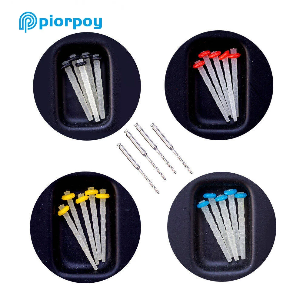 PIORPOY مجموعة المشاركات الألياف للأسنان ألياف الأسنان كومة الموضوع الألياف آخر 1.0/1.2/1.4/1.6 مللي متر 20 المشاركات + 4 تدريبات قناة الجذر لطب الأسنان #4