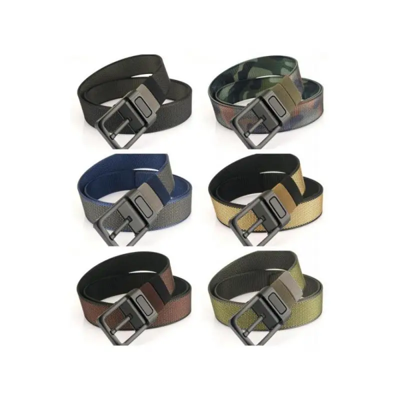 2025 New Rotating Pin Buckle Two color Nylon Dual Use Men Belt Leisure Versatile Woven Canvas Belts Belts 120cm Long  Green