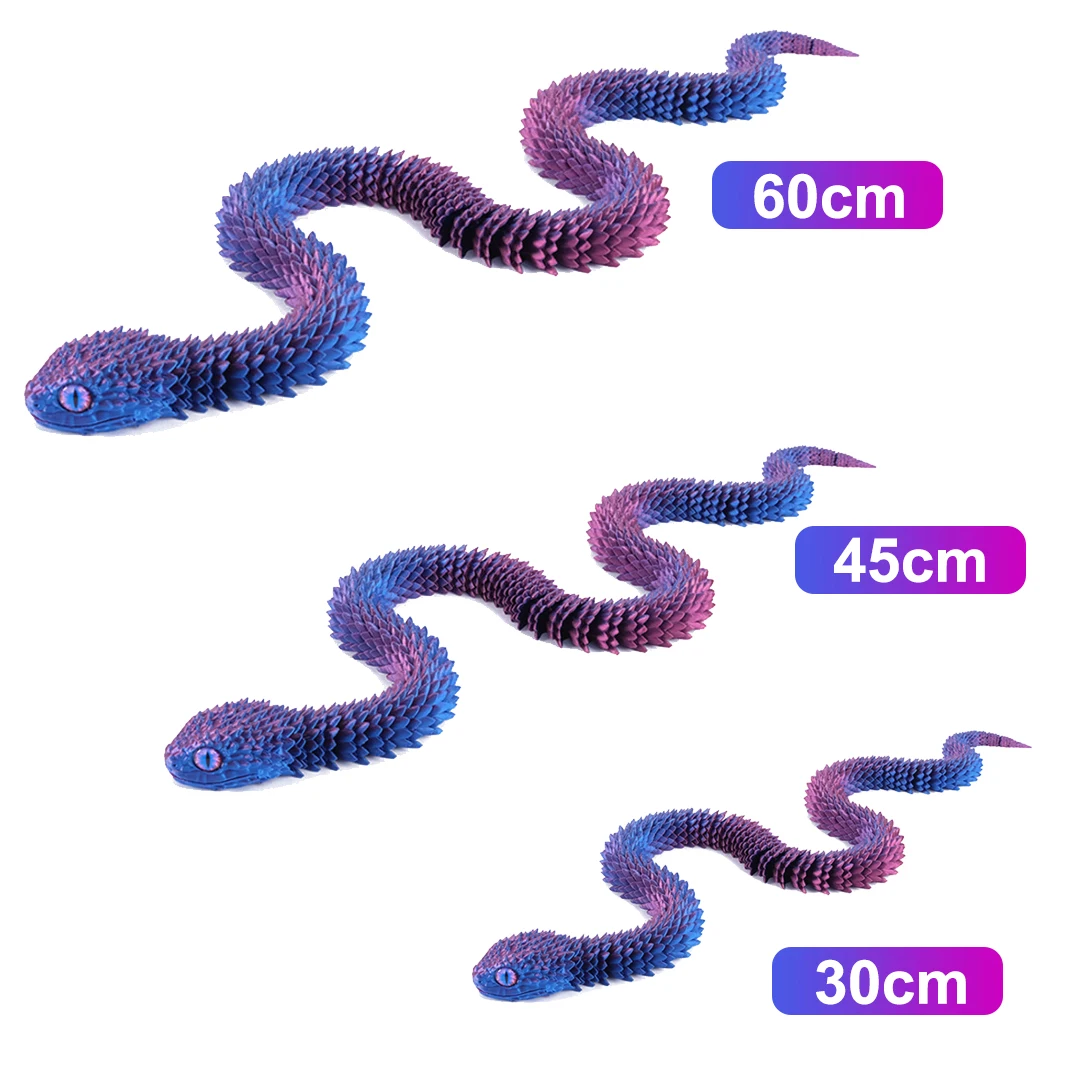 3D Random colored eyes Printed Snake Movable Joint Simulation Snake Figurine Creative Home Office Desktop Ornament