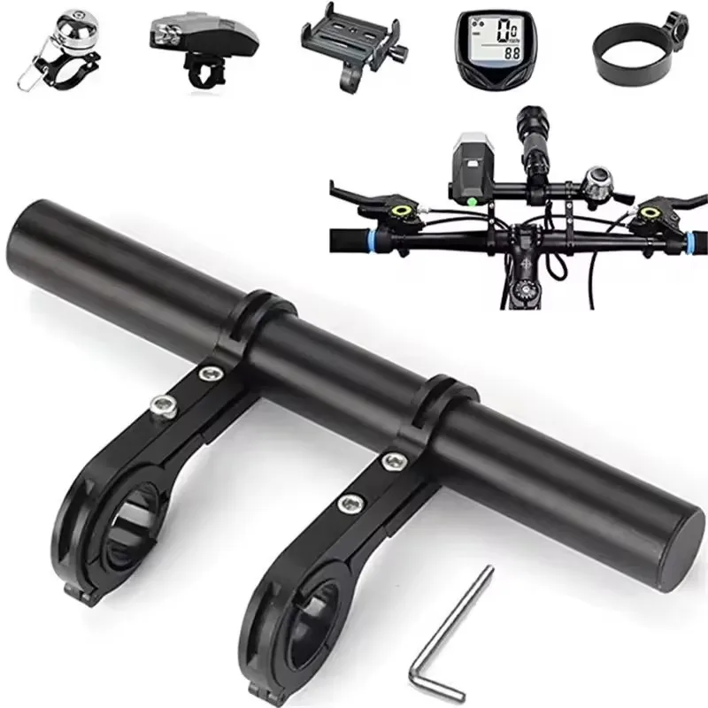 Bike Handlebar Extension Aluminum Alloy Bar Extender Bracket for Front Light Phone Holder MTB Road Bicycle Accessorie