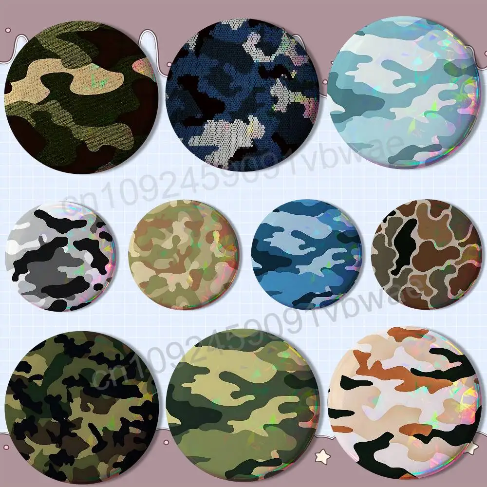 Specialized Fashion Camouflage Round Exquisite Badge Brooches Creative Pins For Clothes Hat Backpack Gift Accessories