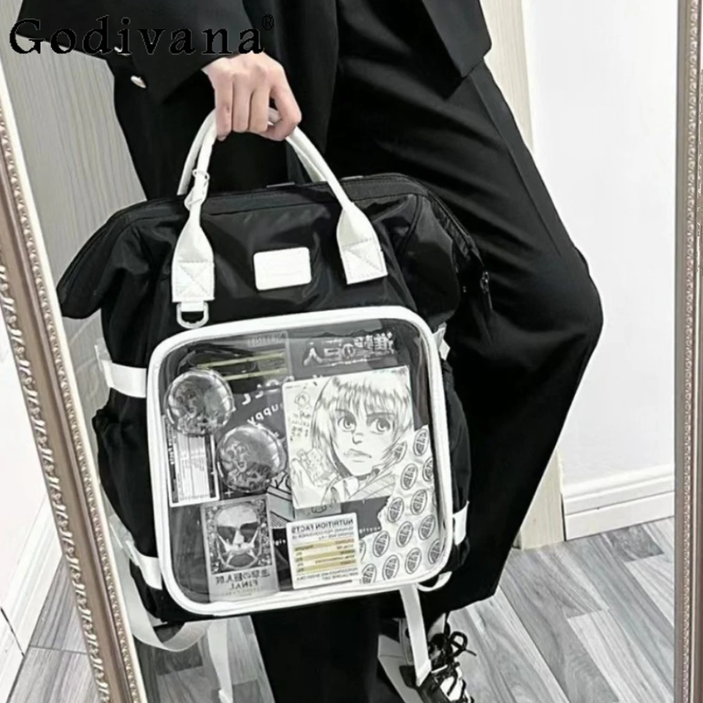 

Japanese Cute Transparent Versatile Schoolbag Commute Shoulder Women's Bag Backpack Large Capacity Lolita Handbags