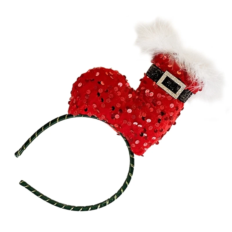 Christmas Sequins Hat Headband Christmas Party Role Playing Photo Props K3KF