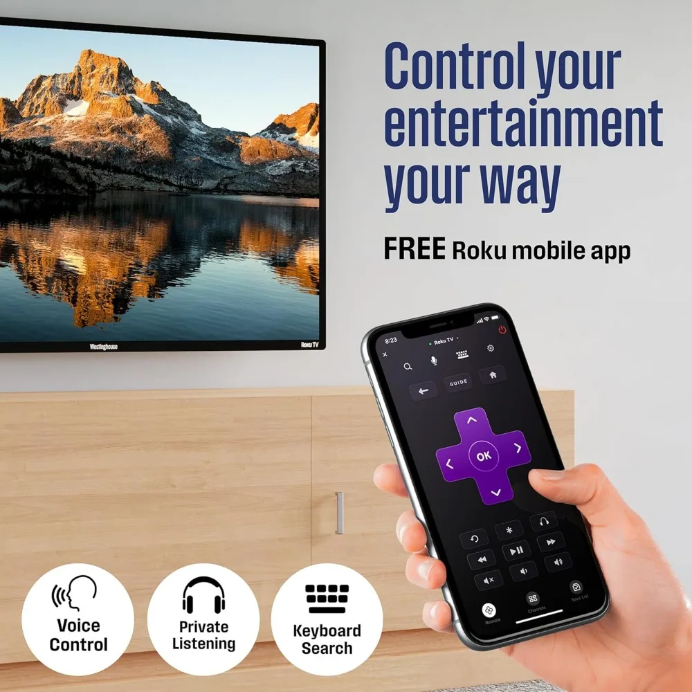 24 Inch Smart Television, 720P LED HD with Wi-Fi Connectivity and Mobile App, Flat Screen Compatible with Apple Home Kit