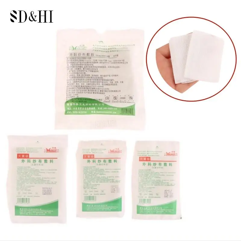 Medical Absorvente Algodão Gaze Pad, ferida Molho, Estéril Gaze Bloco, Kit de Primeiros Socorros, 8 Camadas, 5x7cm, 6x8cm, 8x10cm, 10x10cm, 5 PCes