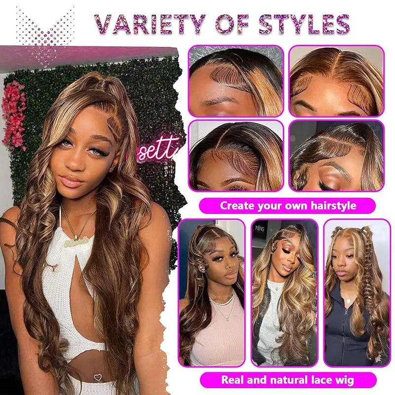 P4/27 Highlight Body Wave Hair Bundles Brown Blonde Brazilian Remy Hair Weaving and Extensions 26 28 30 cali Dla czarnych kobiet